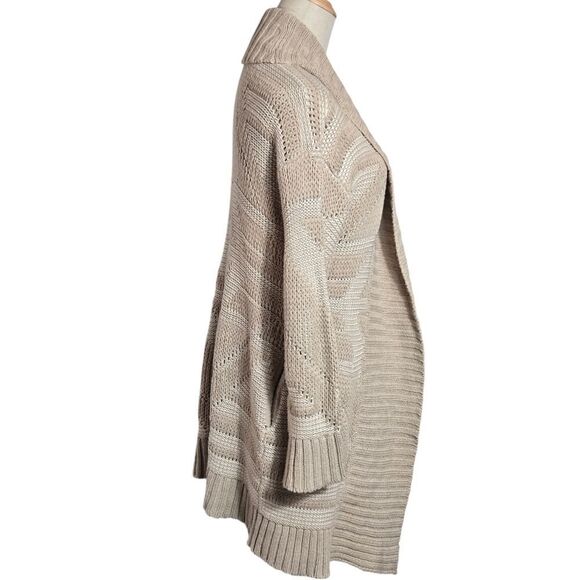 Aerie Tan Midi Shawl Collar Cardigan Sweater - Picture 3 of 7